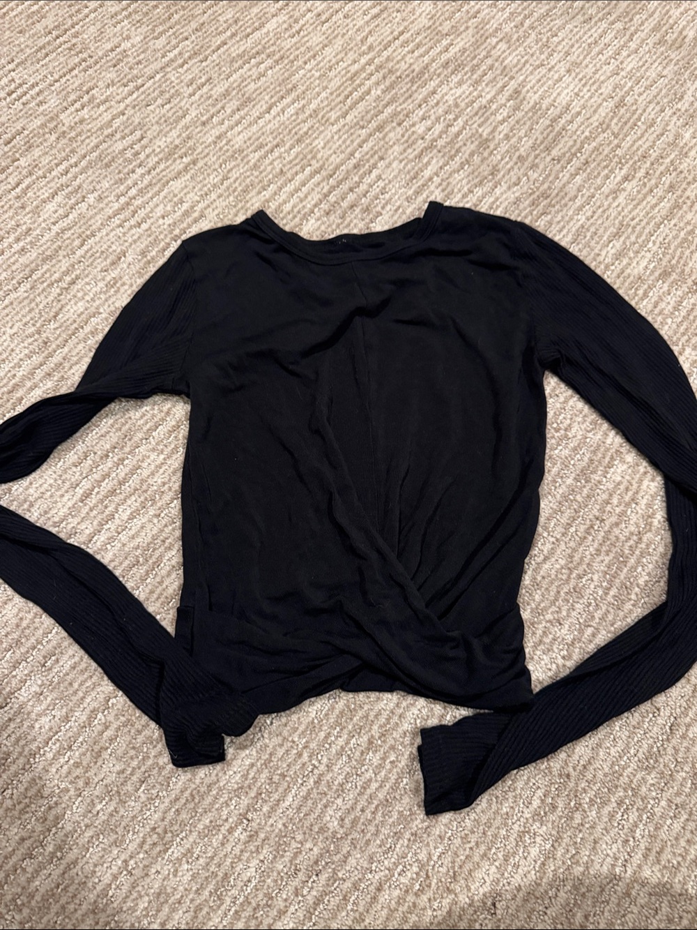 ALO Yoga Black Long Sleeve Twist-Waist Tee